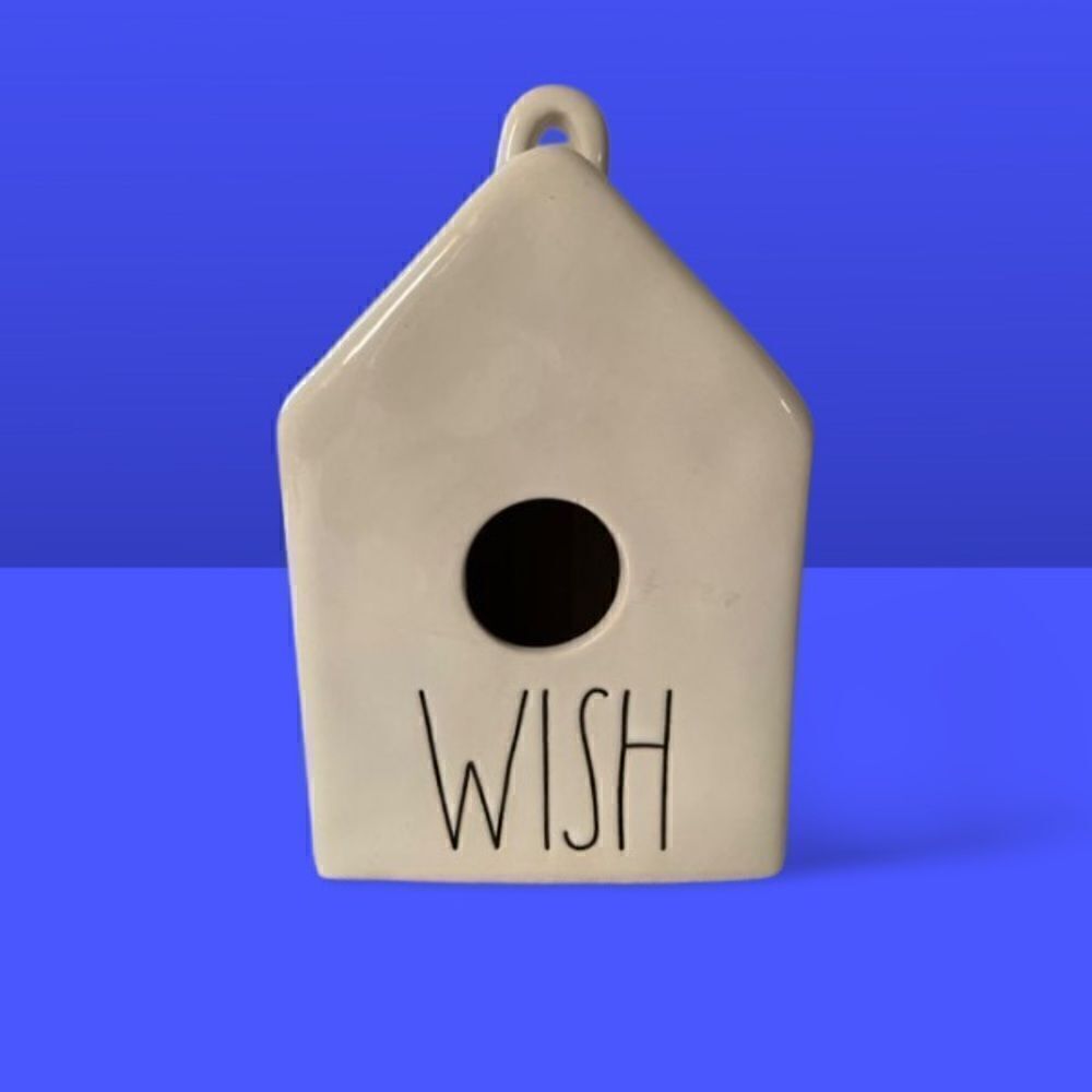 Rae Dunn White Square WISH Birdhouse Spring Artisan Collection Magenta 2019 NWOT